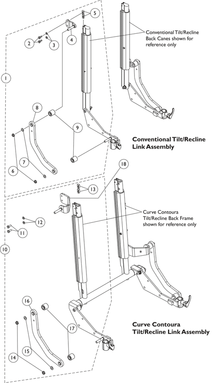 Back Recline Shear Link Assemblies