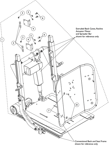 Back, Mounting Hardware, Conventional Tilt/Recline