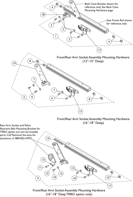 Front/Rear Arm Socket Assembly and Hardware