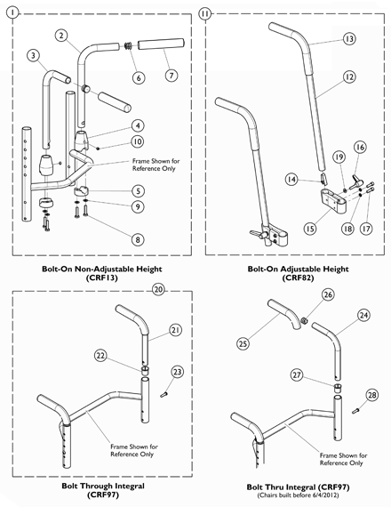 Back Canes with Push Handle Assemblies