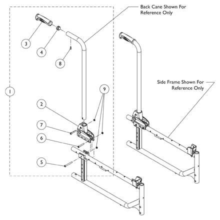 Back Canes - Back Canes and Hardware w/o Back Brace (Fixed Height)