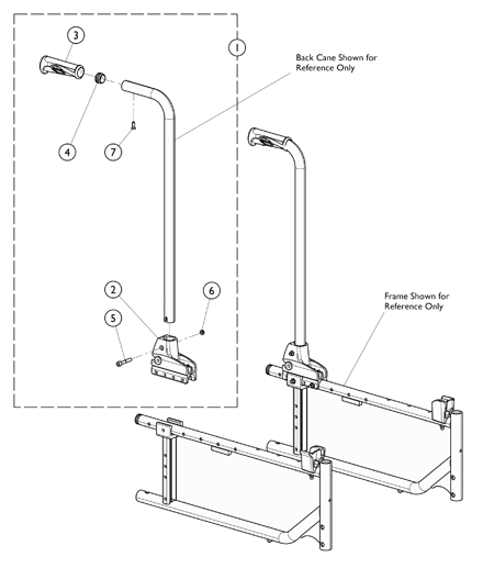 Back Canes - Hardware w/o Lumbar Support (Fixed or Foldable)