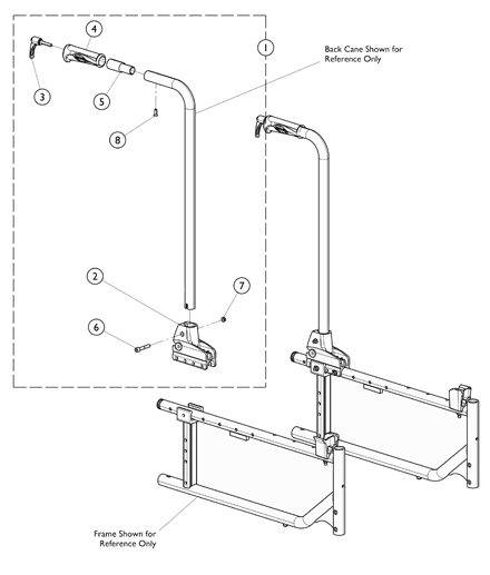 Back Canes - Back Canes and Hardware w/ Back Brace (Fixed Height)