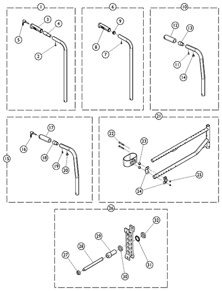 Miscellaneous Kits - Back Canes, Oxygen Holder, and Axle Hardware