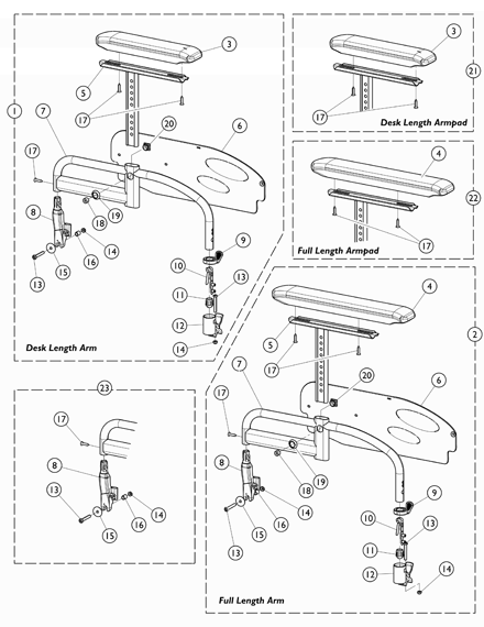 Arms - Adjustable Height, Swingaway