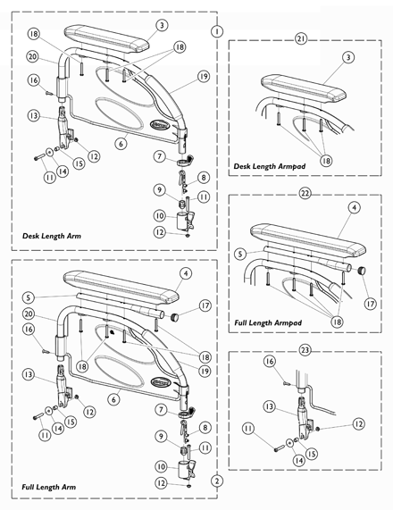 Arms - Fixed Height, Swingaway