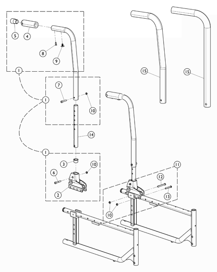 Back Canes - Adjustable Height w/ Push Handles (ABHPH)