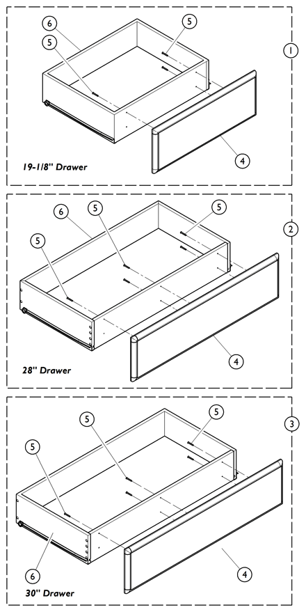 Cabinet, Hutch, Armoire, and Wardrobe Drawers