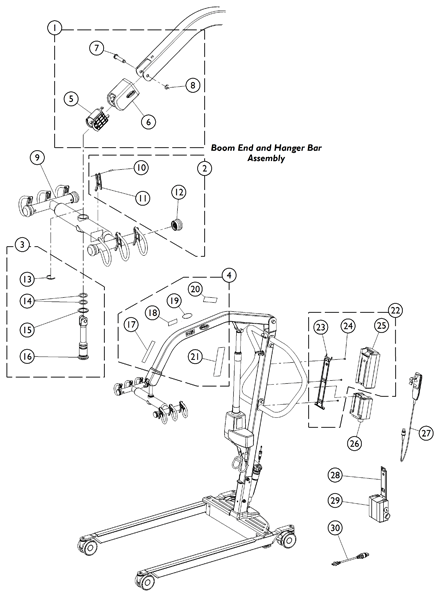 ILIFTEE - Electric Lift - Hanger Bar, Labels, Battery Pack and Controller