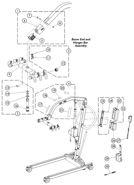 ILIFTEM - Manual Lift - Hanger Bar, Labels, Battery Pack and Controller