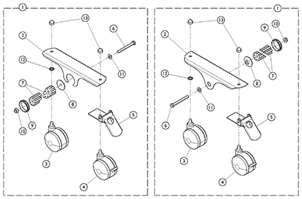 Dual Steering and Non-Steering Caster Assembly