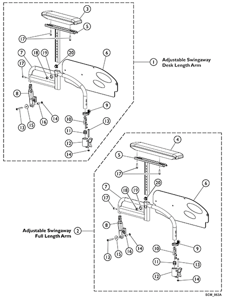 Arms - Adjustable Height, Swingaway