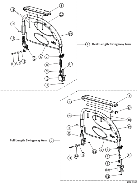 Arms - Fixed Height, Swingaway