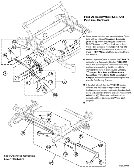 Wheel Locks & Attaching Hardware - Foot Operated