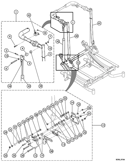 Reclining Back Hardware (LOSHEAR) Option - Two Point Arms