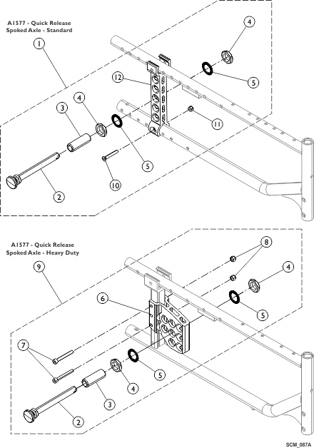 Axle Plates and Hardware, Spoked Wheels (A1577 Standard and Heavy Duty)