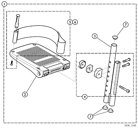 Footrest - Adjustable Angle and Depth - High Mounted - Swing Away Frame