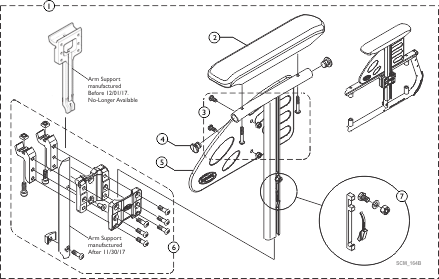 Armrest, T-Style, Adjustable Height, Removable