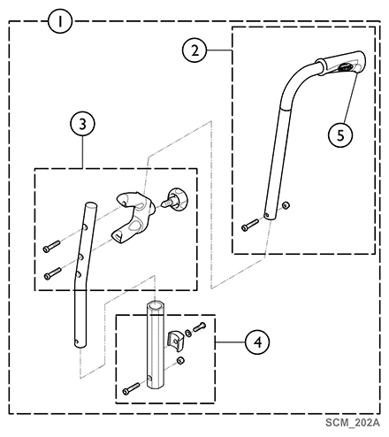 Canes - Back - 7 Degree Adjustable Height - w/o Pushandle and Rearset Pushhandle