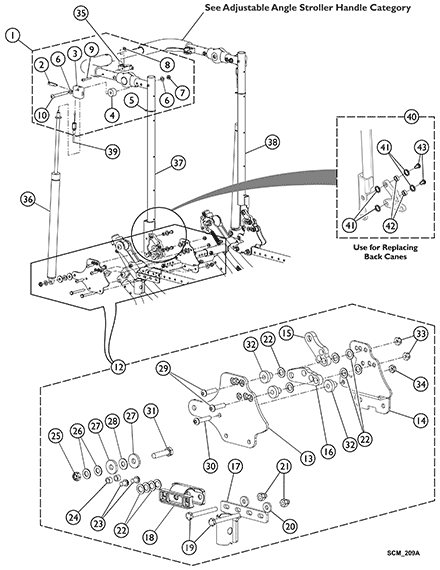 Reclining Back Hardware (LOSHEAR) Option - Two Point Arms