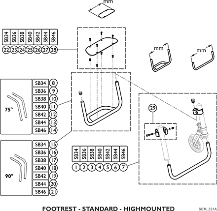 Footrest - Standard - High Mounted