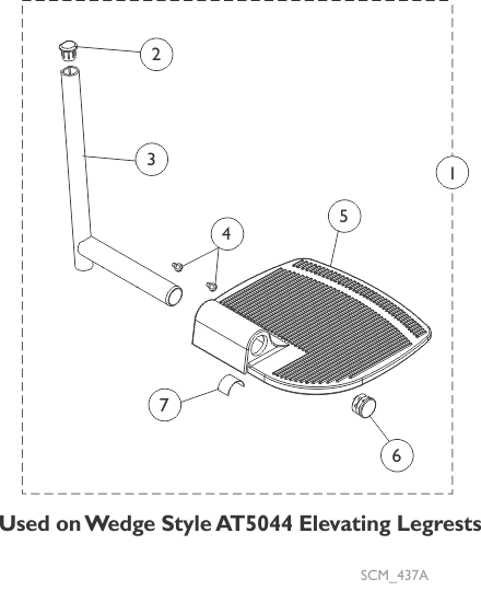 Footplate, Pivot/Slide Tube and Hardware - 1350 Extra Large Aluminum