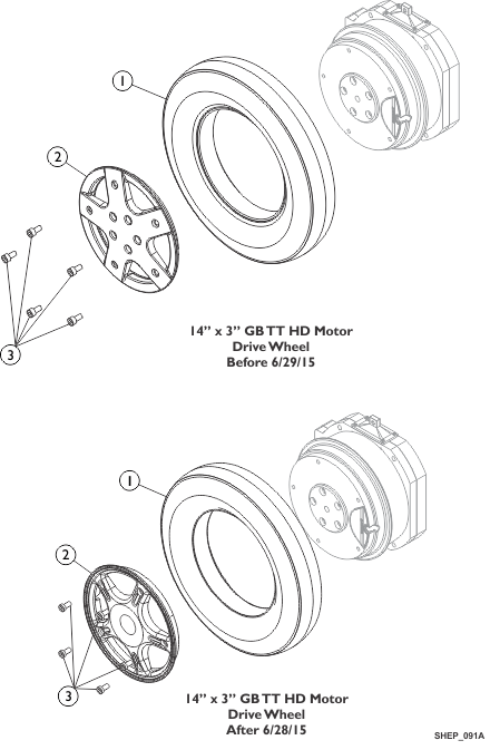 Wheels, Drive Wheels and Mounting Hardware