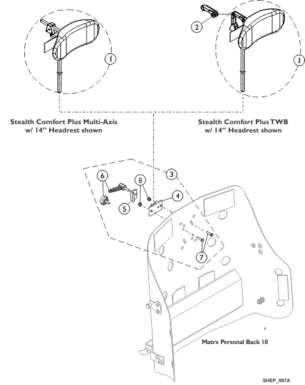 Headrest Support Assembly, Stealth