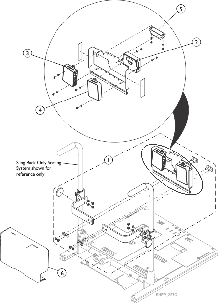 Backrest Bracket Mounting Hardware, Sling Back Only