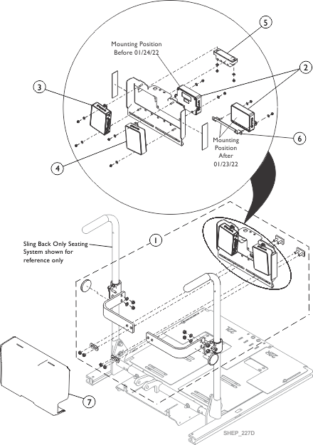 Backrest Bracket Mounting Hardware, Sling Back Only