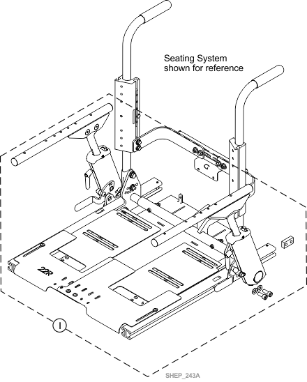 Arm Assembly, Seat Mount Flip Back Cantilever, Reduced Extension