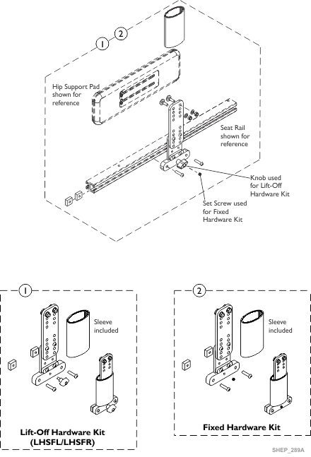 Lift-Off and Fixed Lateral Hip Support Hardware - Right/Left