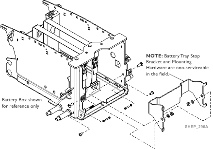 Battery Tray Stop Bracket and Mounting Hardware