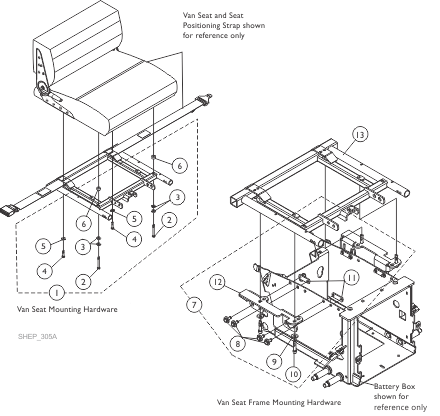 Van Seat Frame and Hardware