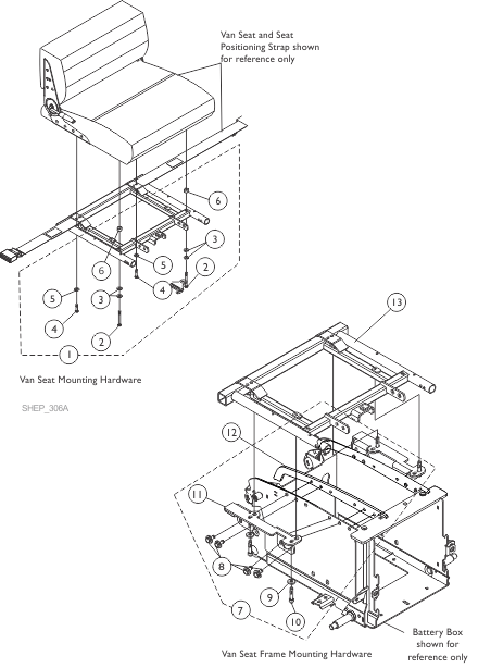 Van Seat Frame and Hardware