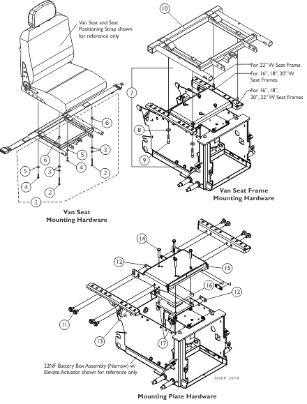 Van Seat Frame and Hardware