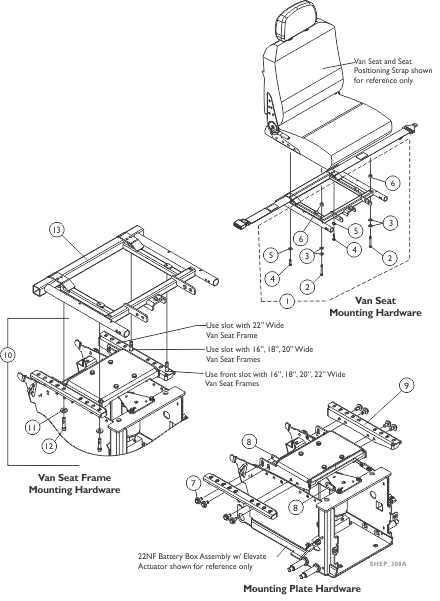 Van Seat Frame and Hardware