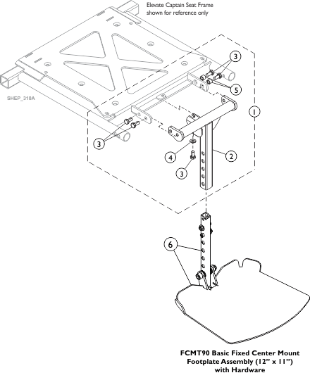 Center Mount Rigging Support Hanger Bracket Assembly and Footplate