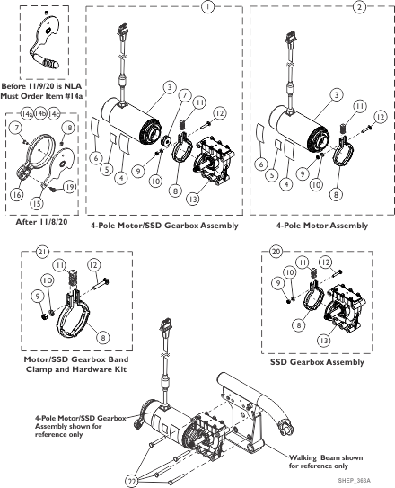 Motors, 4-Pole, SSD Gearbox and Mounting Hardware