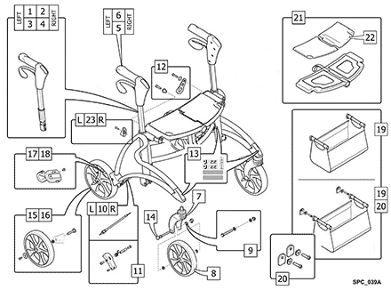 Jazz Rollator (JAZZSTD/JAZZLOW) Service Parts (After S/N 13CHX000681)