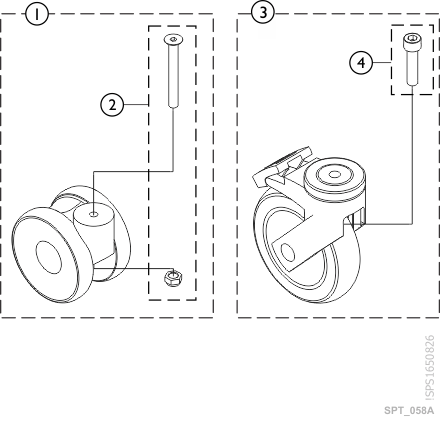 Front Casters and Rear Casters w/ Brake