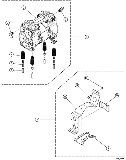 Compressor and Mounting Hardware (10 Liter Models)