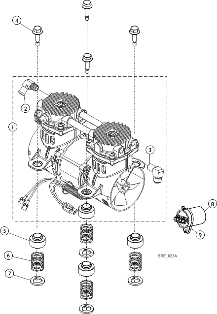 Compressor and Mounting Hardware (Perfecto2 AW)