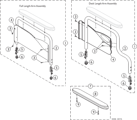 Conventional Fixed Height Arm Assembly - EX2 / EXl - Color Finish