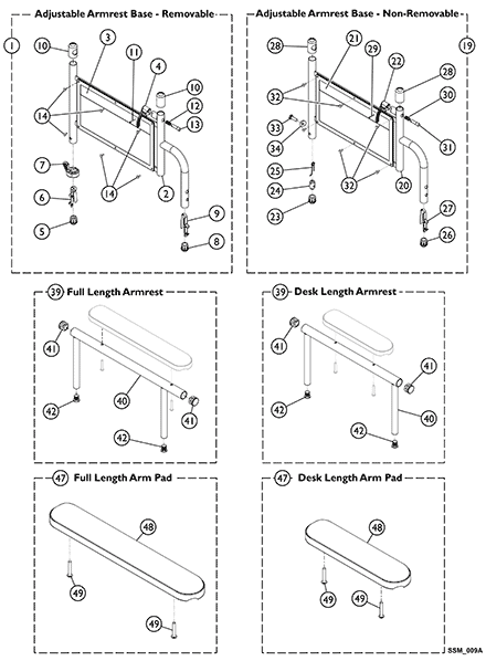 Arm Conventional Adjustable Height - Color Finish