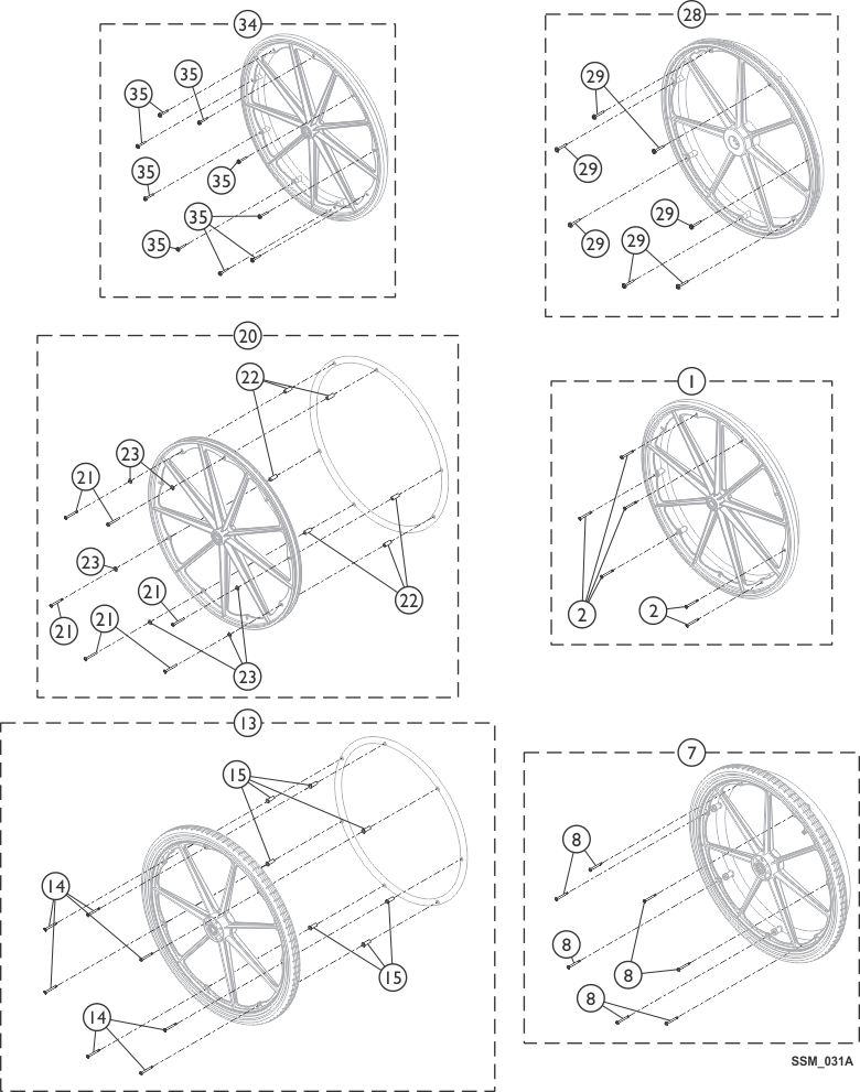 Non-Projection Handrims - Attaching Hardware